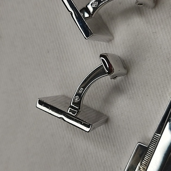 Dunhill 925 silver  cufflinks set with square onyx - Picture 4 of 7
